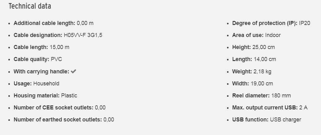 BRENNENSTUHL 15m 膠電線拖轆